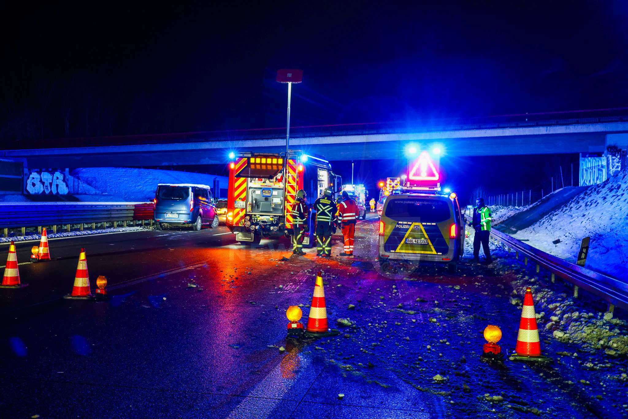 Schwerer Verkehrsunfall auf der A10 bei Oberkrämer 