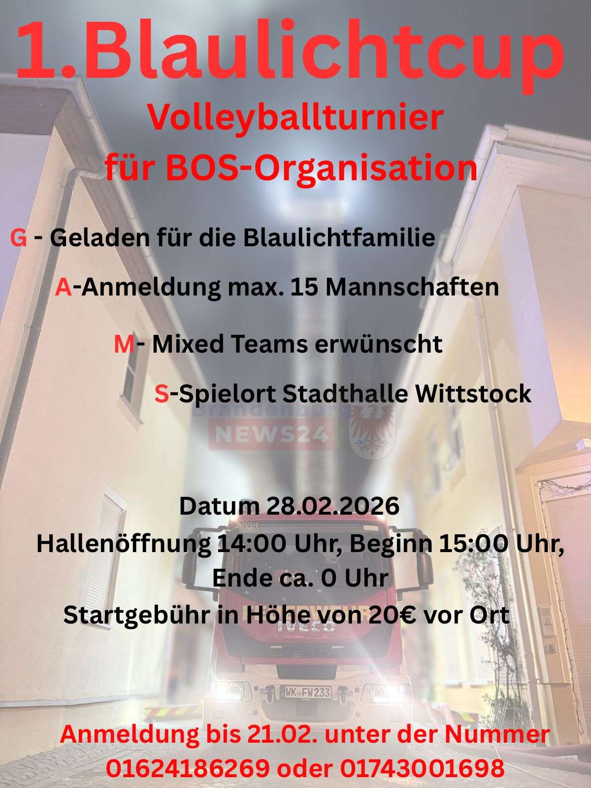 Pritschern für den guten Zweck: Wittstock lädt zum ersten „Blaulichtcup“ Wittstock setzt auf sportlichen Zusammenhalt