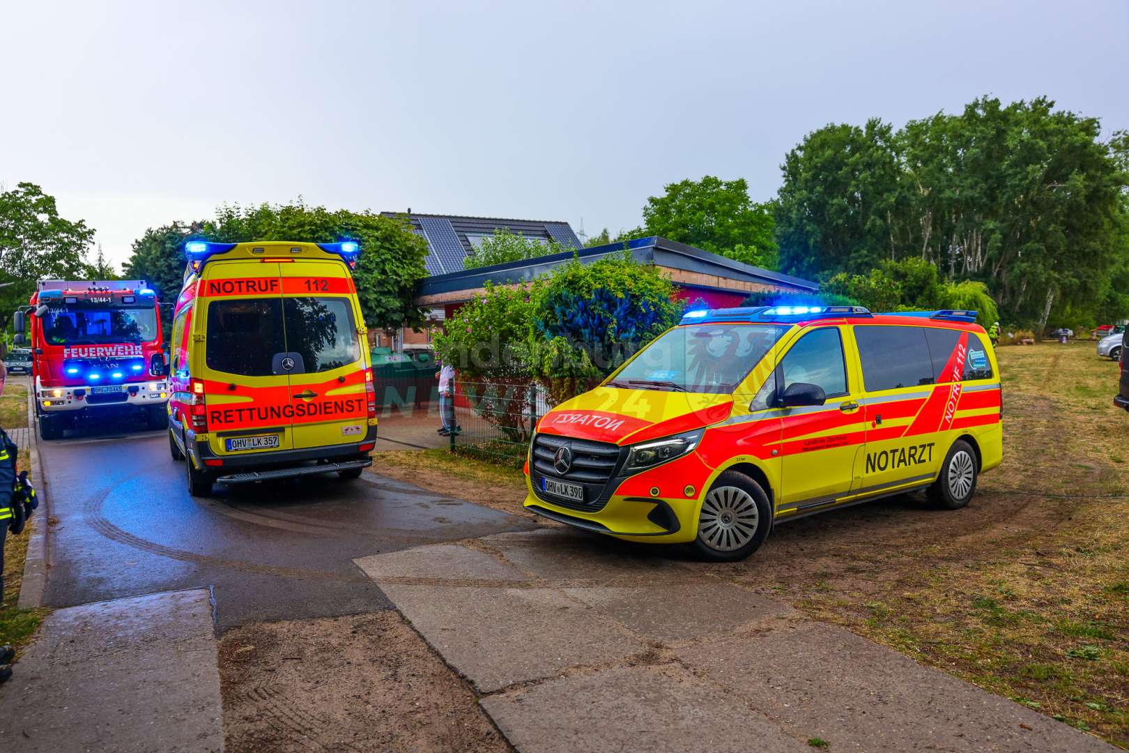 Baum stürzt bei Gewitter um und verletzt Person in Bötzow