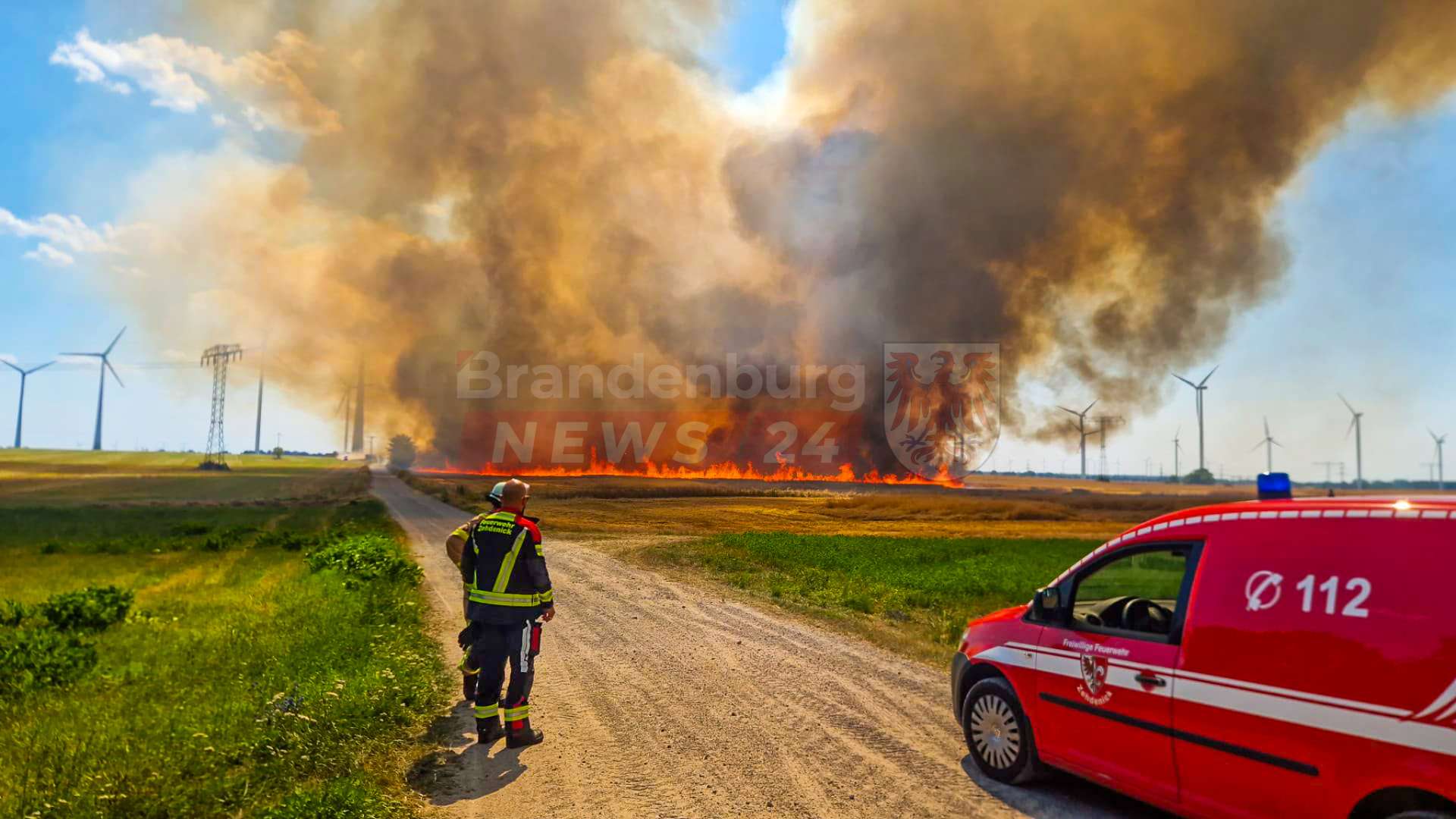Feldbrand bei Mildenberg: Feuerwehr stoppt Flammen nur wenige Meter vor Wohnhäusern – 15 Hektar zerstört