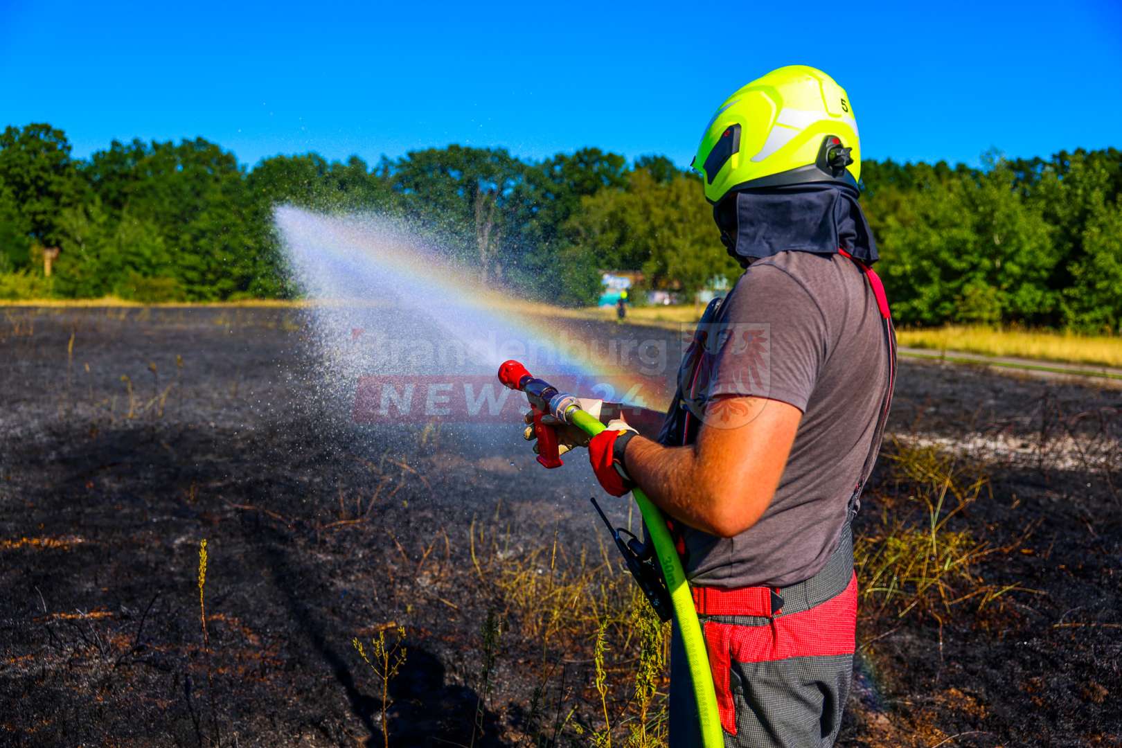 Rund 6.000 Quadratmeter Ödland in Oranienburg in Flammen – Feuerwehr mit 22 Einsatzkräften vor Ort